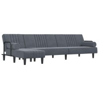 Vidaxl L-Shaped Sofa Bed Dark Gray 102.4X55.1X27.6 Velvet