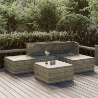 Vidaxl 5 Piece Patio Lounge Set With Cushions Gray Poly Rattan