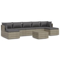 Vidaxl 8 Piece Patio Lounge Set With Cushions Gray Poly Rattan