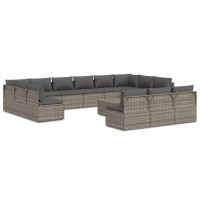 Vidaxl 14 Piece Patio Lounge Set With Cushions Gray Poly Rattan