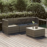 Vidaxl 4 Piece Patio Lounge Set With Cushions Gray Poly Rattan