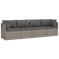 Vidaxl 4 Piece Patio Lounge Set With Cushions Gray Poly Rattan