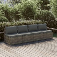 Vidaxl 4 Piece Patio Lounge Set With Cushions Gray Poly Rattan