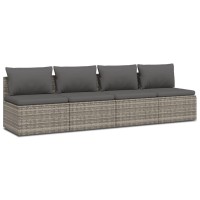 Vidaxl 4 Piece Patio Lounge Set With Cushions Gray Poly Rattan