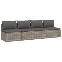 Vidaxl 4 Piece Patio Lounge Set With Cushions Gray Poly Rattan