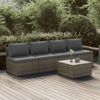 Vidaxl 5 Piece Patio Lounge Set With Cushions Gray Poly Rattan