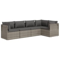 Vidaxl 5 Piece Patio Lounge Set With Cushions Gray Poly Rattan