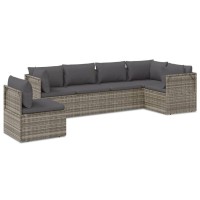 Vidaxl 6 Piece Patio Lounge Set With Cushions Gray Poly Rattan