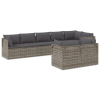 Vidaxl 8 Piece Patio Lounge Set With Cushions Gray Poly Rattan