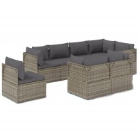 Vidaxl 8 Piece Patio Lounge Set With Cushions Gray Poly Rattan