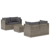 Vidaxl 5 Piece Patio Lounge Set With Cushions Gray Poly Rattan