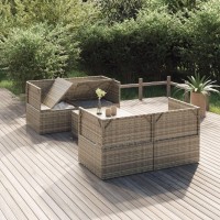 Vidaxl 5 Piece Patio Lounge Set With Cushions Gray Poly Rattan