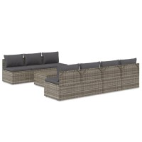 Vidaxl 8 Piece Patio Lounge Set With Cushions Gray Poly Rattan