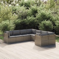 Vidaxl 8 Piece Patio Lounge Set With Cushions Gray Poly Rattan