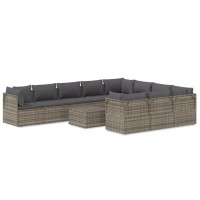 Vidaxl 11 Piece Patio Lounge Set With Cushions Gray Poly Rattan