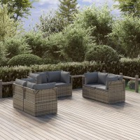 Vidaxl Patio Corner Sofas 6 Pcs Gray 22.4X22.4X22 Poly Rattan