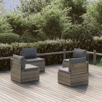 Vidaxl Patio Middle Sofas 4 Pcs Gray 22.4X22.4X22 Poly Rattan