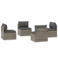 Vidaxl Patio Middle Sofas 4 Pcs Gray 22.4X22.4X22 Poly Rattan