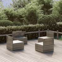 Vidaxl Patio Middle Sofas 4 Pcs Gray 22.4X22.4X22 Poly Rattan