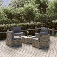 Vidaxl 5 Piece Patio Lounge Set With Cushions Gray Poly Rattan