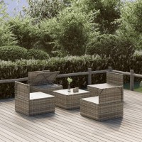 Vidaxl 5 Piece Patio Lounge Set With Cushions Gray Poly Rattan