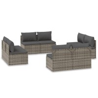 Vidaxl Patio Middle Sofas 8 Pcs Gray 22.4X22.4X22 Poly Rattan