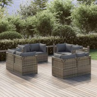 Vidaxl Patio Corner Sofas 8 Pcs Gray 22.4X22.4X22 Poly Rattan