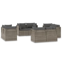 Vidaxl Patio Corner Sofas 8 Pcs Gray 22.4X22.4X22 Poly Rattan