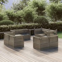 Vidaxl Patio Corner Sofas 8 Pcs Gray 22.4X22.4X22 Poly Rattan