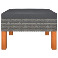 Vidaxl Footstool Poly Rattan And Solid Eucalyptus Wood