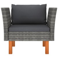 Vidaxl Patio Sofa Poly Rattan And Solid Eucalyptus Wood