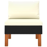 Vidaxl Middle Sofa Poly Rattan And Solid Eucalyptus Wood