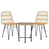 Vidaxl 3 Piece Patio Dining Set Poly Rattan