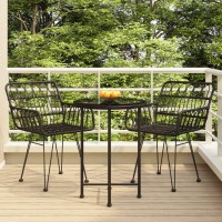 Vidaxl 3 Piece Patio Dining Set Black Poly Rattan