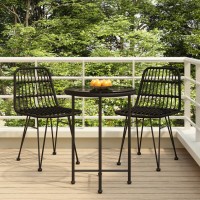 Vidaxl 3 Piece Patio Dining Set Black Poly Rattan