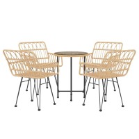 Vidaxl 5 Piece Patio Dining Set Poly Rattan