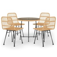 Vidaxl 5 Piece Patio Dining Set Poly Rattan