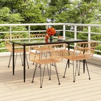 Vidaxl 5 Piece Patio Dining Set Poly Rattan