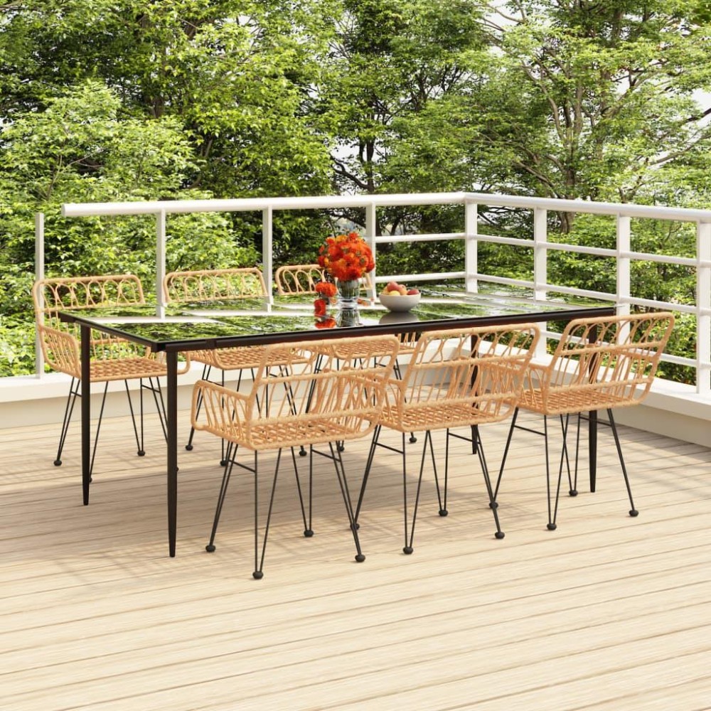 Vidaxl 7 Piece Patio Dining Set Poly Rattan