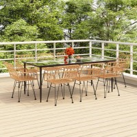 Vidaxl 9 Piece Patio Dining Set Poly Rattan