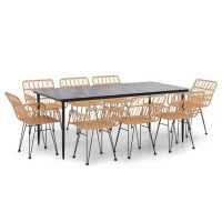 Vidaxl 9 Piece Patio Dining Set Poly Rattan