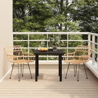 vidaXL 3 Piece Patio Dining Set Poly Rattan