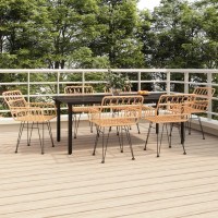 Vidaxl 7 Piece Patio Dining Set Poly Rattan