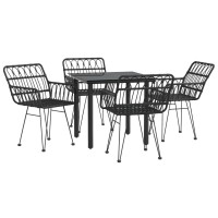 vidaXL 5 Piece Patio Dining Set Black Poly Rattan