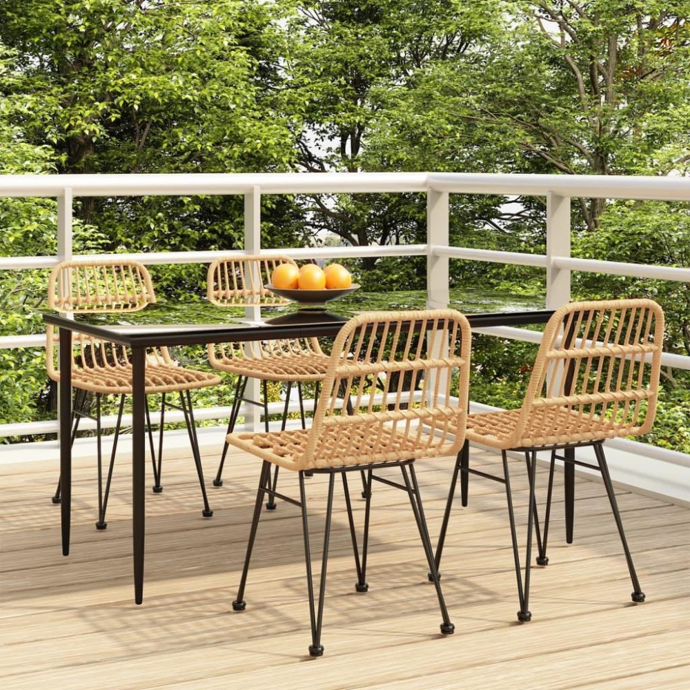 Vidaxl 5 Piece Patio Dining Set Poly Rattan