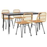 Vidaxl 5 Piece Patio Dining Set Poly Rattan