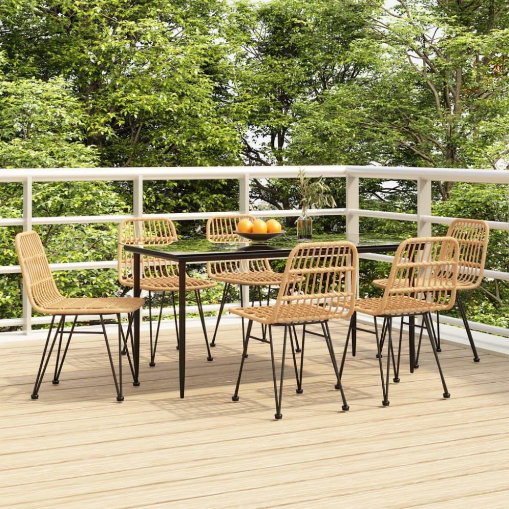 Vidaxl 7 Piece Patio Dining Set Poly Rattan