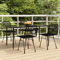 Vidaxl 5 Piece Patio Dining Set Black Poly Rattan