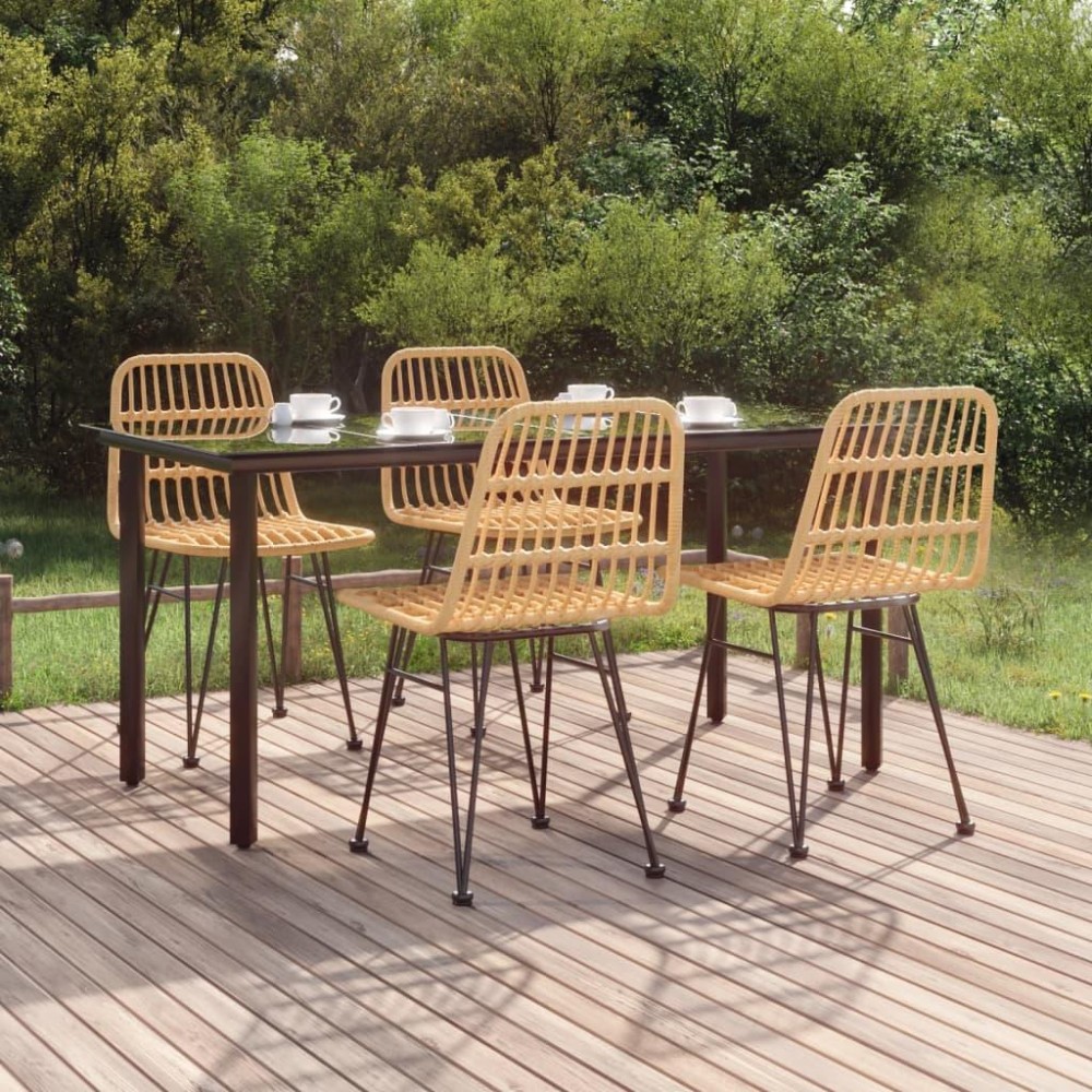 Vidaxl 5 Piece Patio Dining Set Poly Rattan