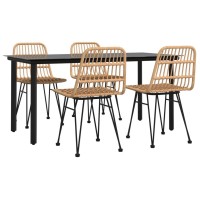 Vidaxl 5 Piece Patio Dining Set Poly Rattan